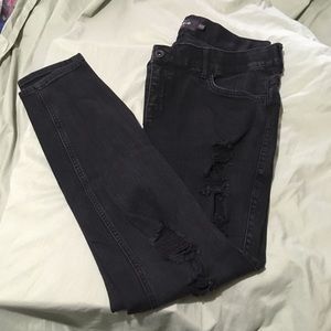 Torrid Heavily Distressed Bombshell Skinny Black Denim Plus Size Jeans Size 18